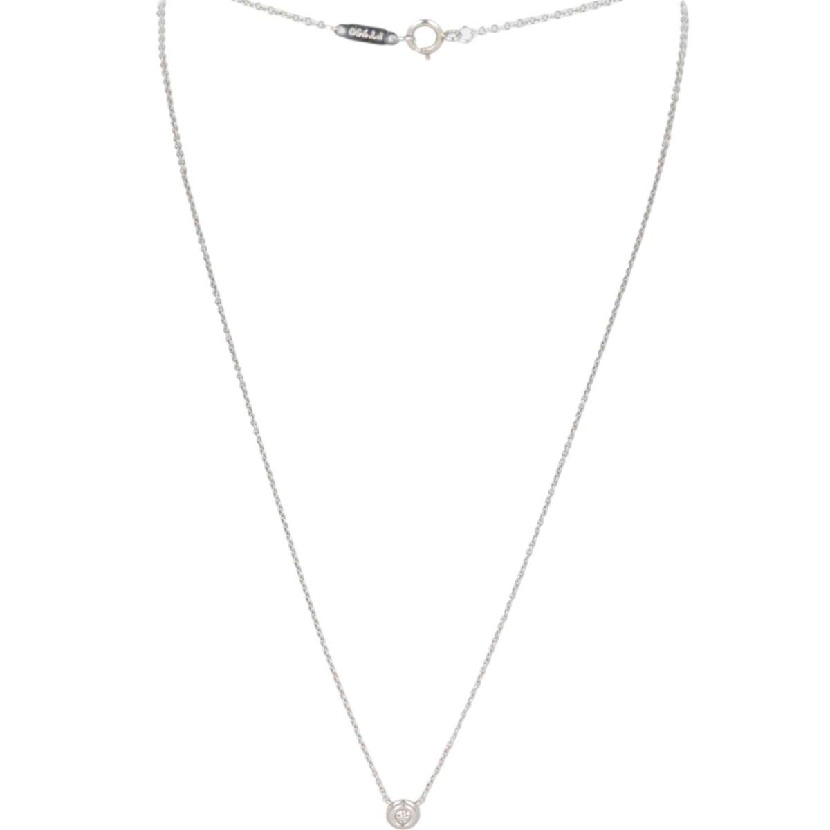Tiffany Co Soleste Single Diamond Pendant Platinum Necklace