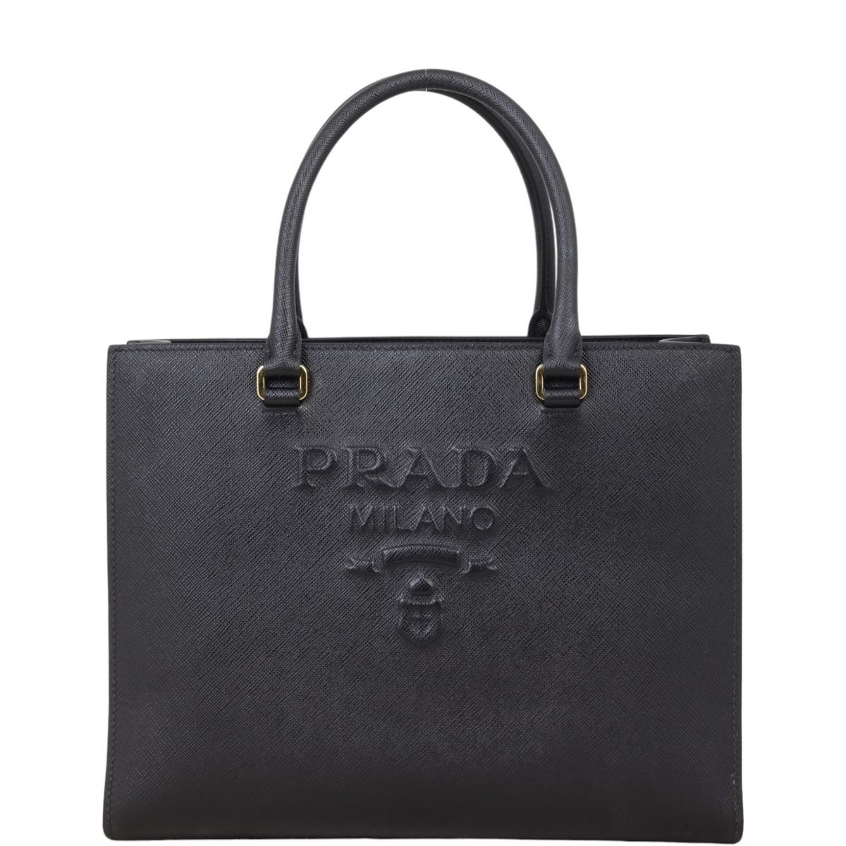 Prada embossed logo handbag clearance
