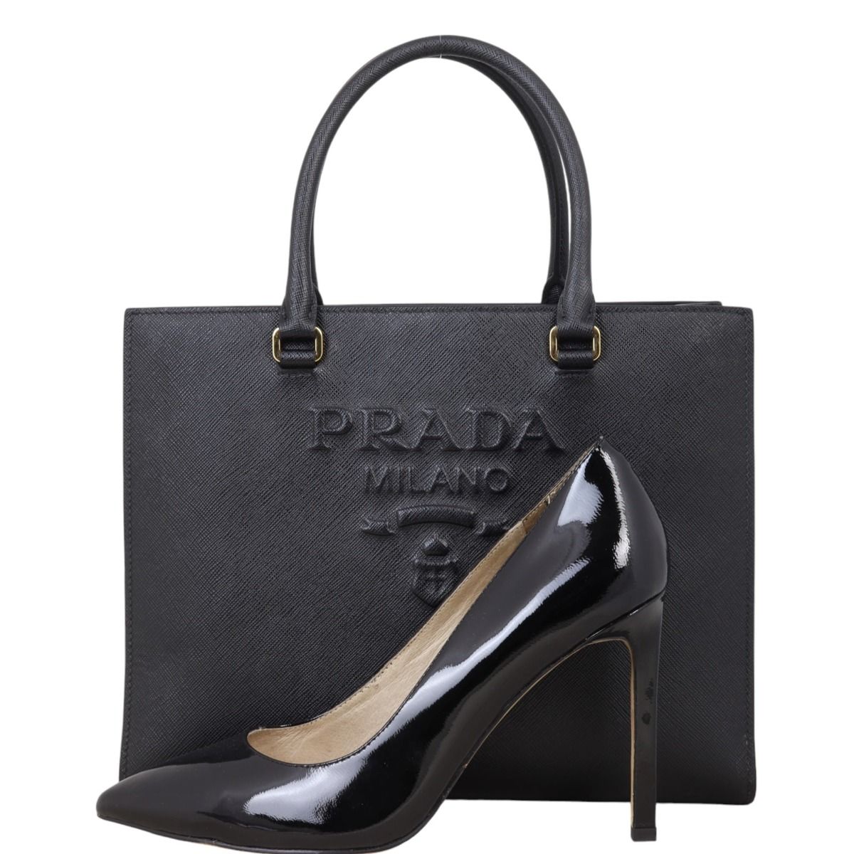 Prada embossed leather bag sale