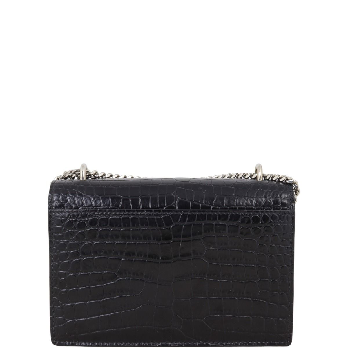 Saint Laurent Sunset Chain Wallet Croc Embossed