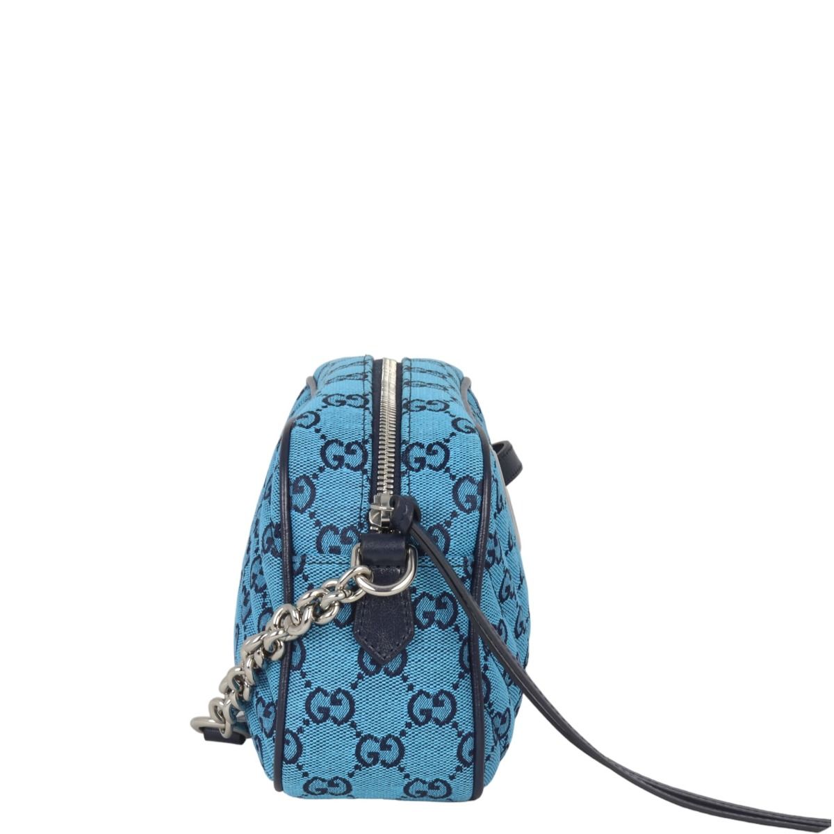 Gucci Blue GG Diagonal Quilted Canvas Marmont Small Camera Bag
