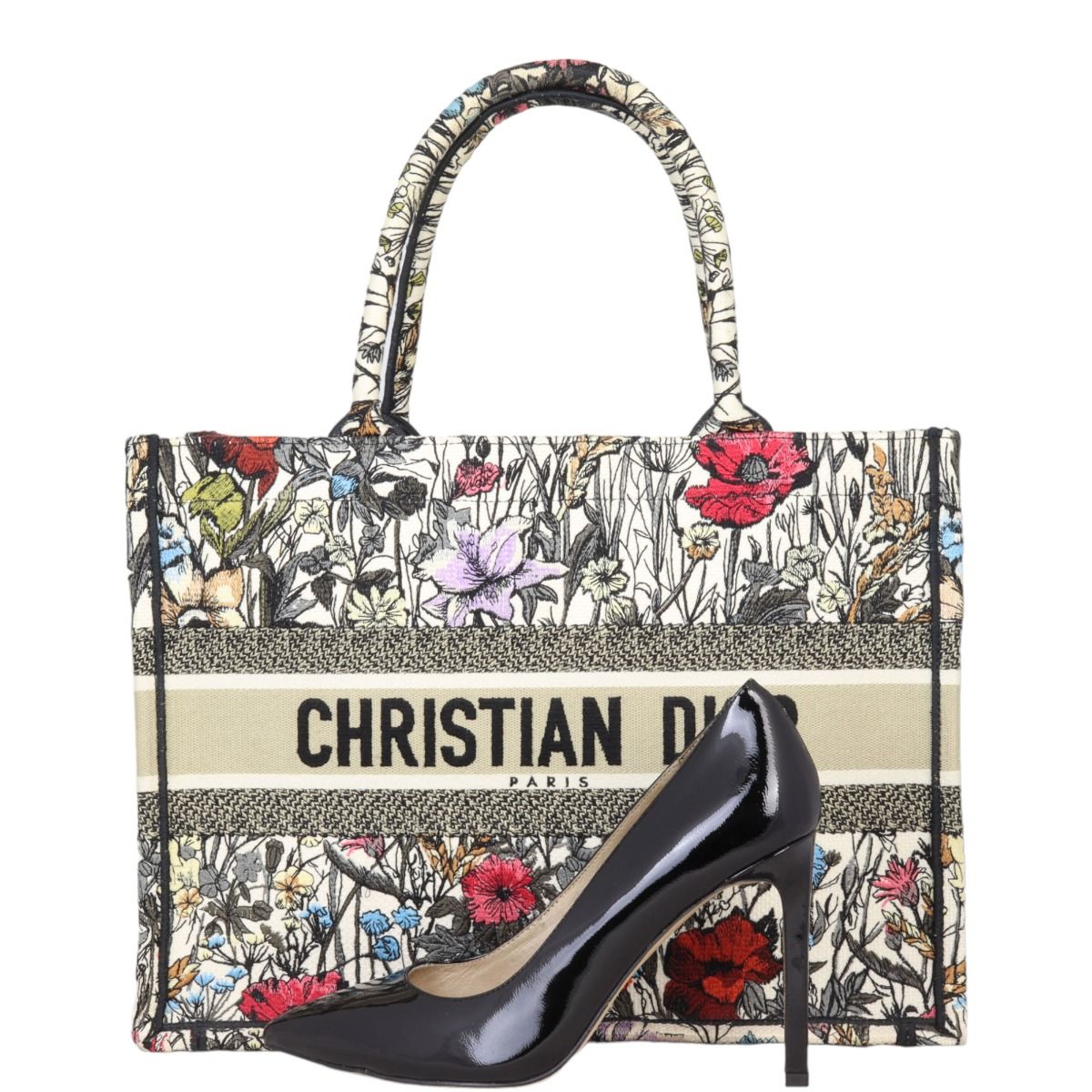 Christian dior book tote floral online