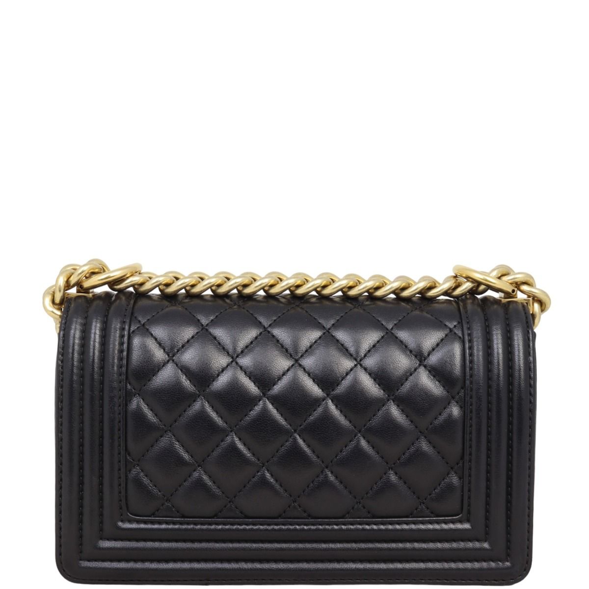 Black chanel boy bag gold hardware shop