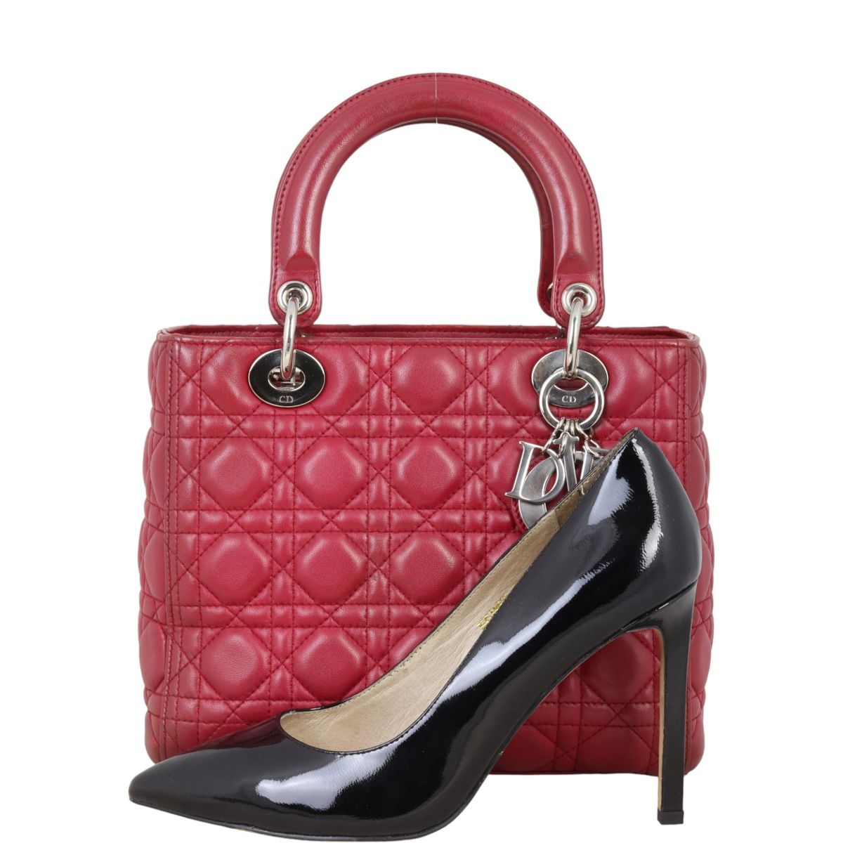 Lady dior bag in red lambskin shop