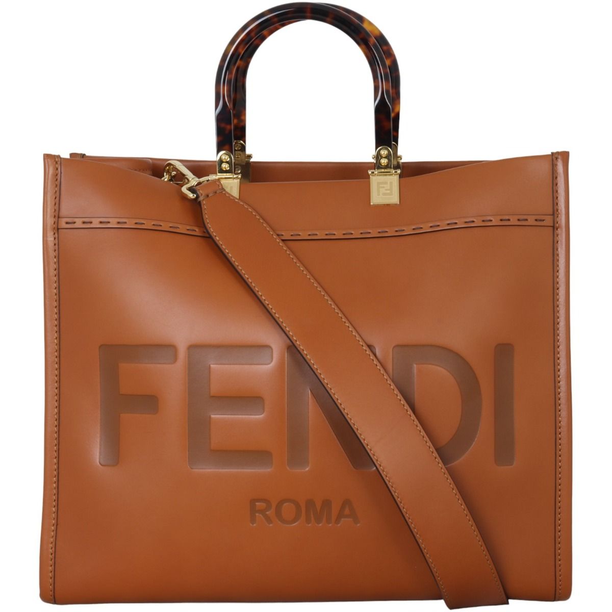 Fendi brown leather shopper outlet