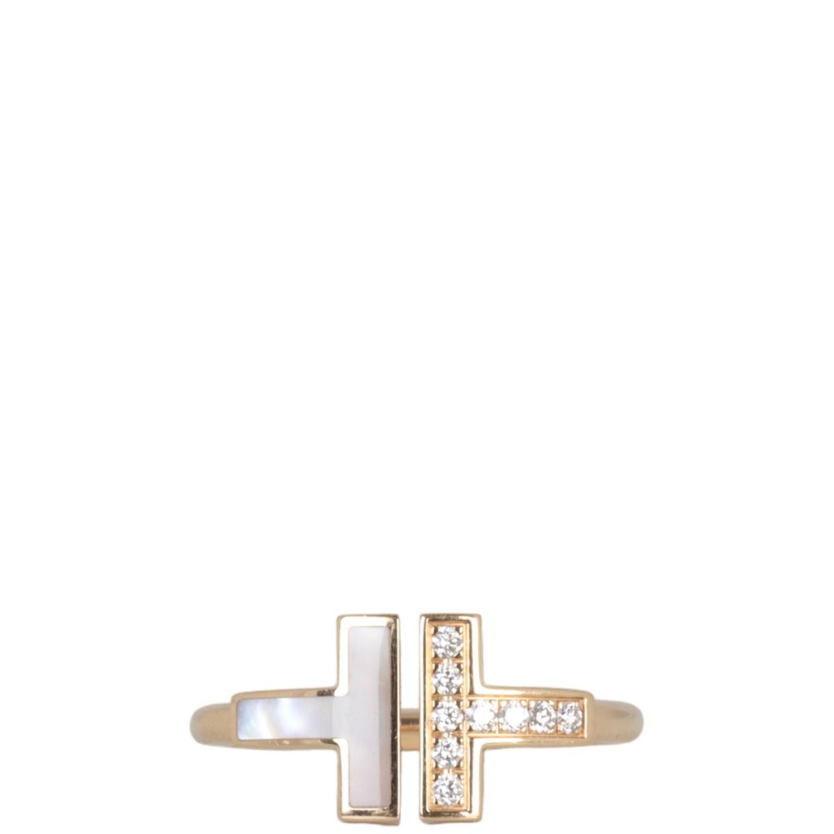 Tiffany Co Tiffany T Wire Mother of Pearl Diamonds 18k Rose Gold Ring