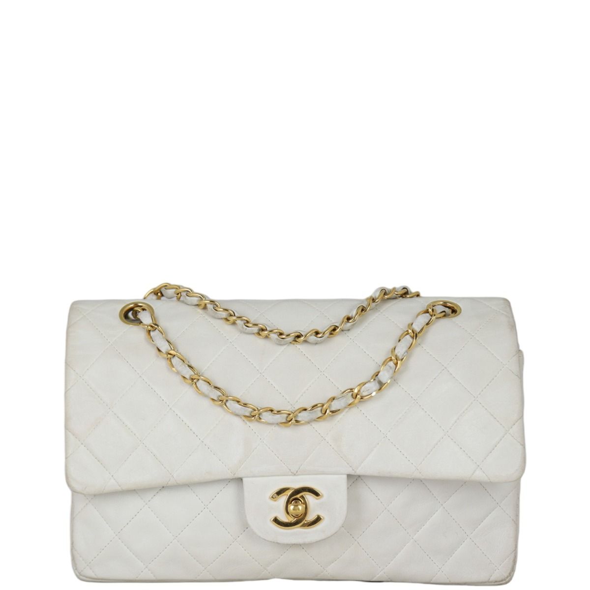 Timeless / Classic Jumbo Vintage bag in white leather