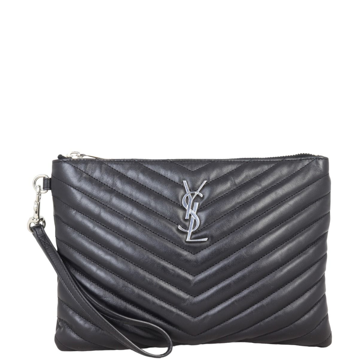 Saint laurent monogram quilted leather pouch hotsell