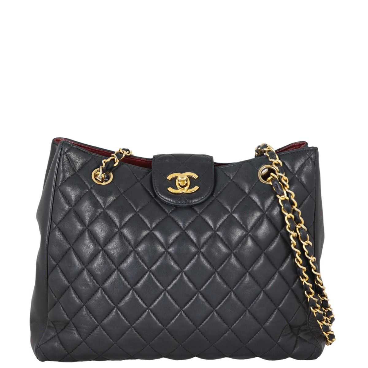 Chanel CC Quilted Tote Black Lambskin