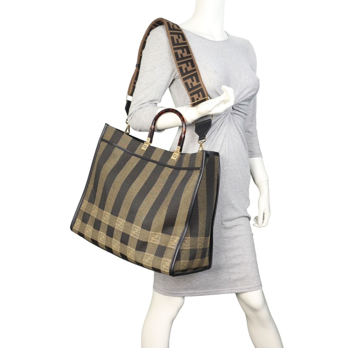 Fendi striped sunshine shopper 2025
