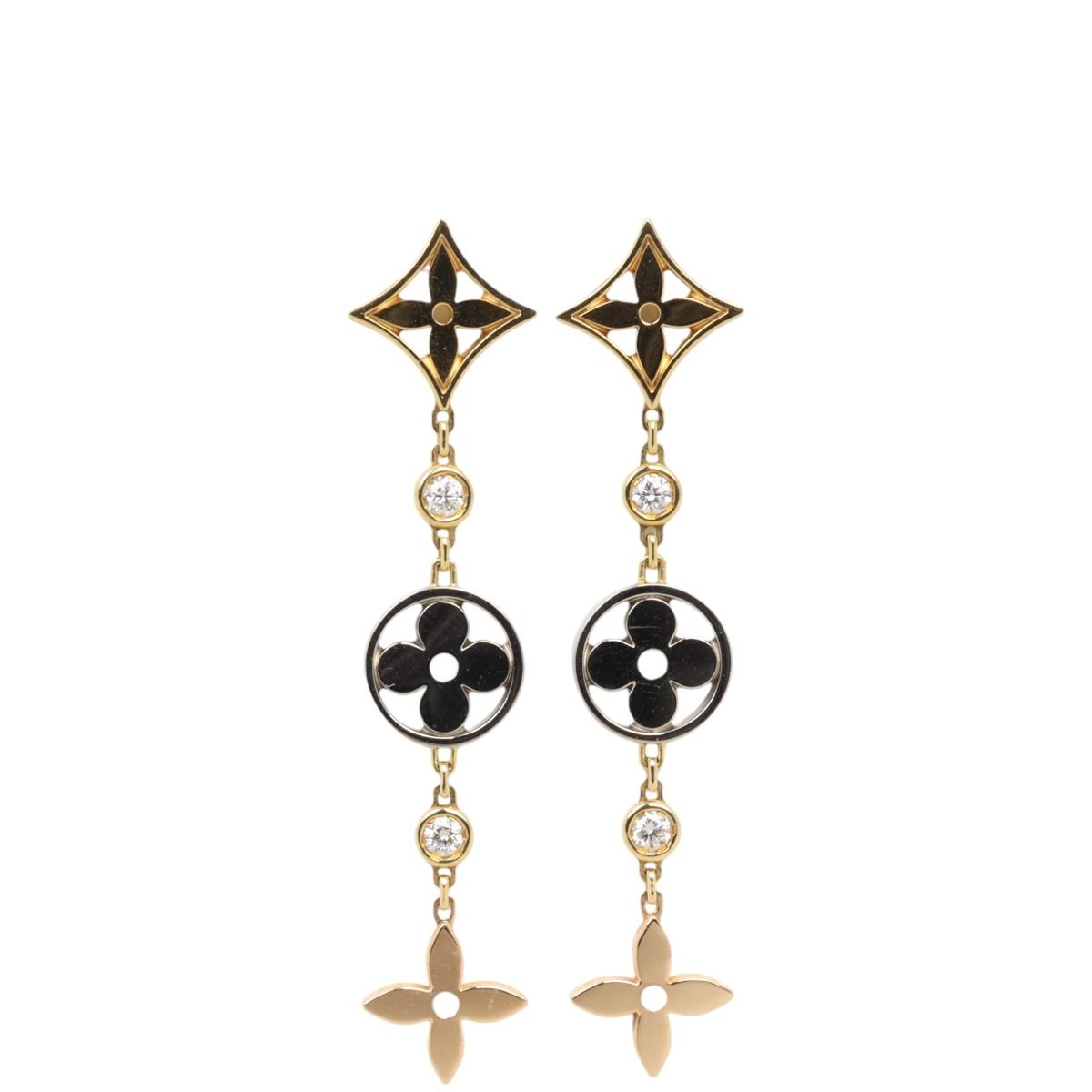 Louis Vuitton Set Of 3 Earrings Louis Vuitton Idylle Blossom 18k Yellow, White & Rose Gold Diamond Earrings