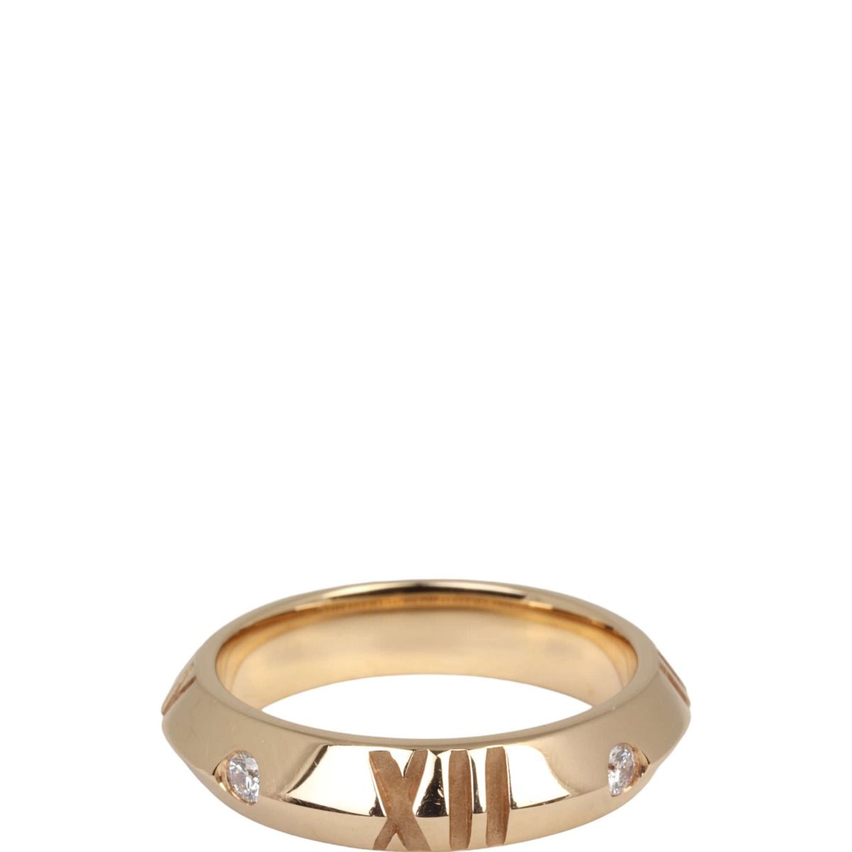 Tiffany Co Atlas X Closed Narrow 18k Rose Gold Diamond Ring