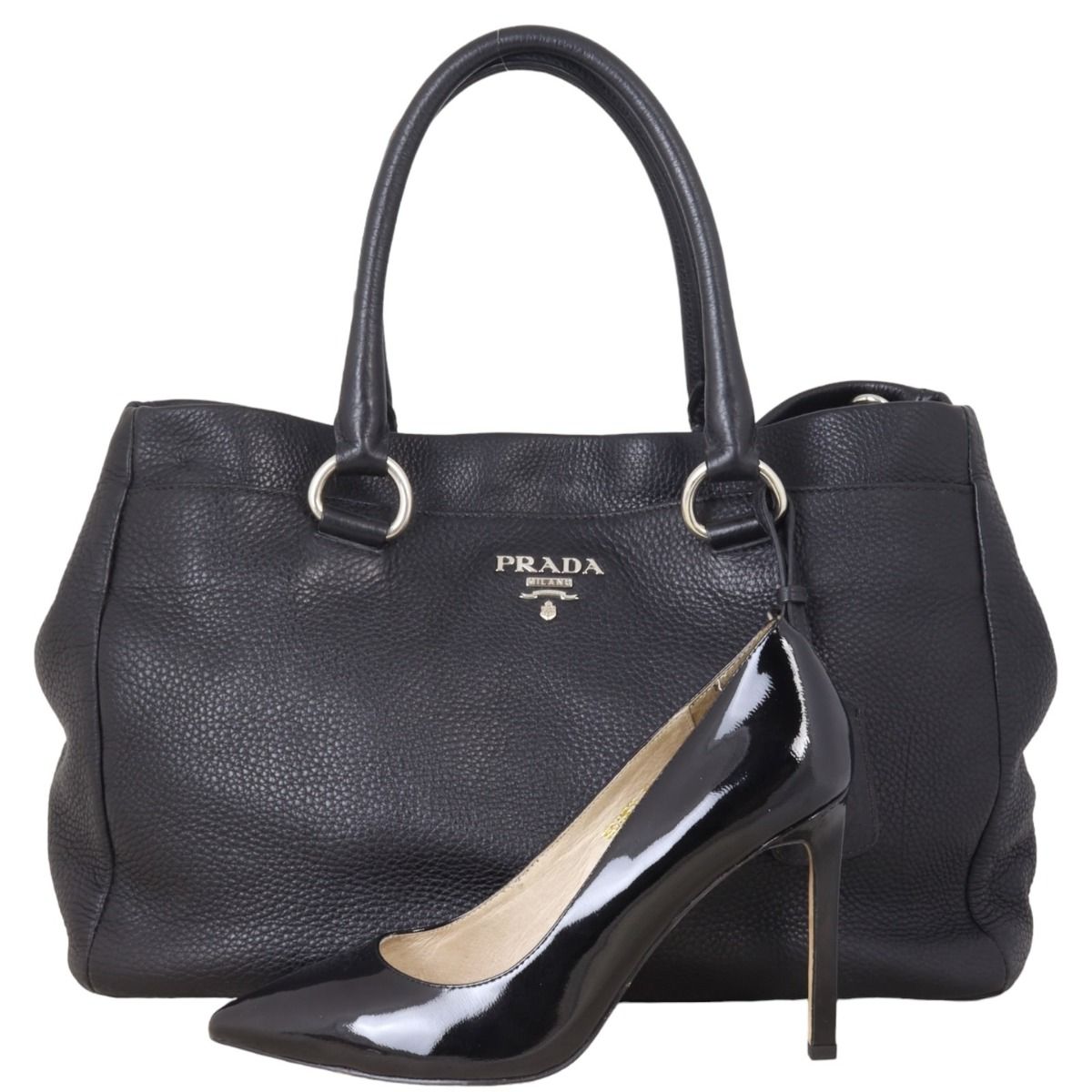 Prada vitello daino leather tote shop