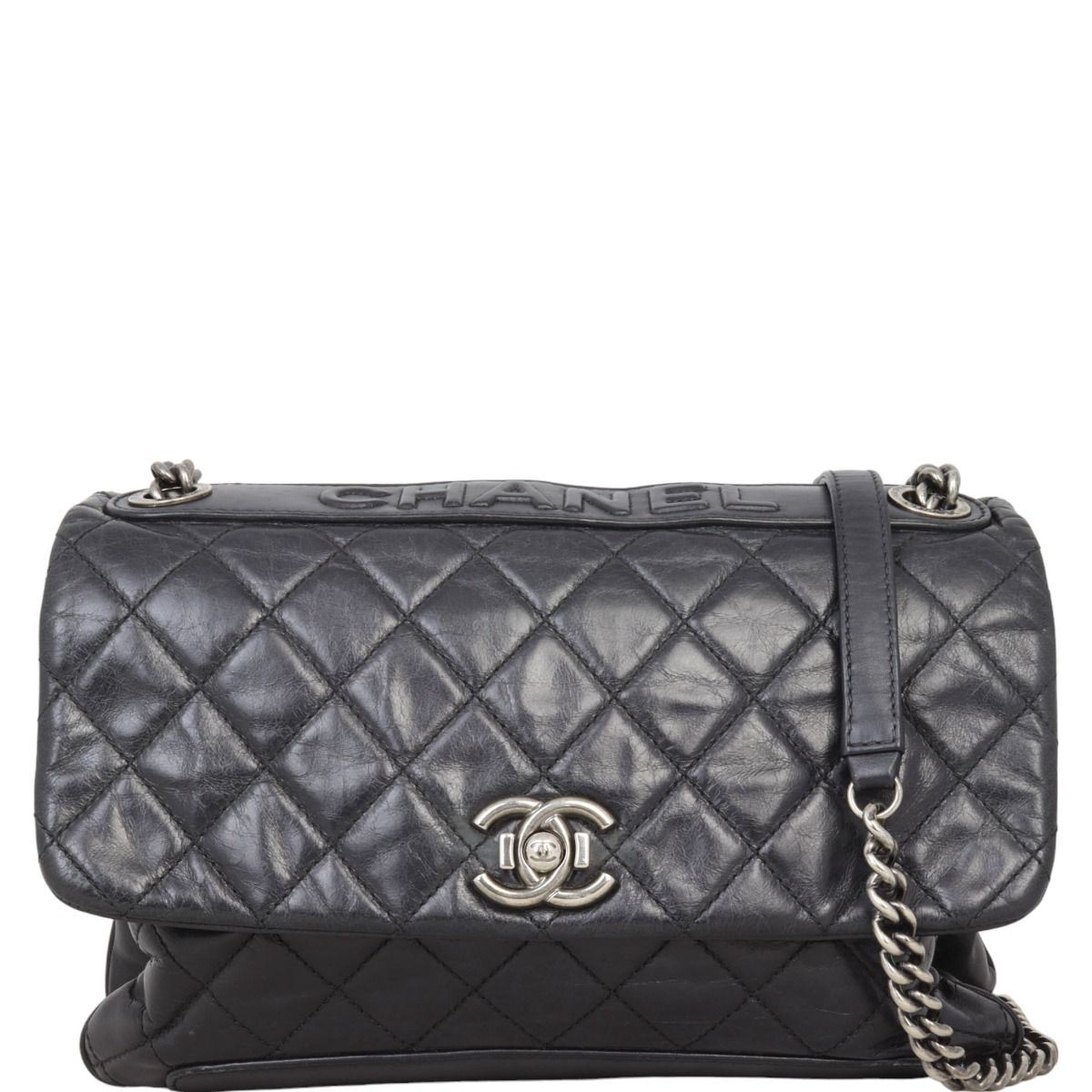 Chanel aged calfskin flap bag deals
