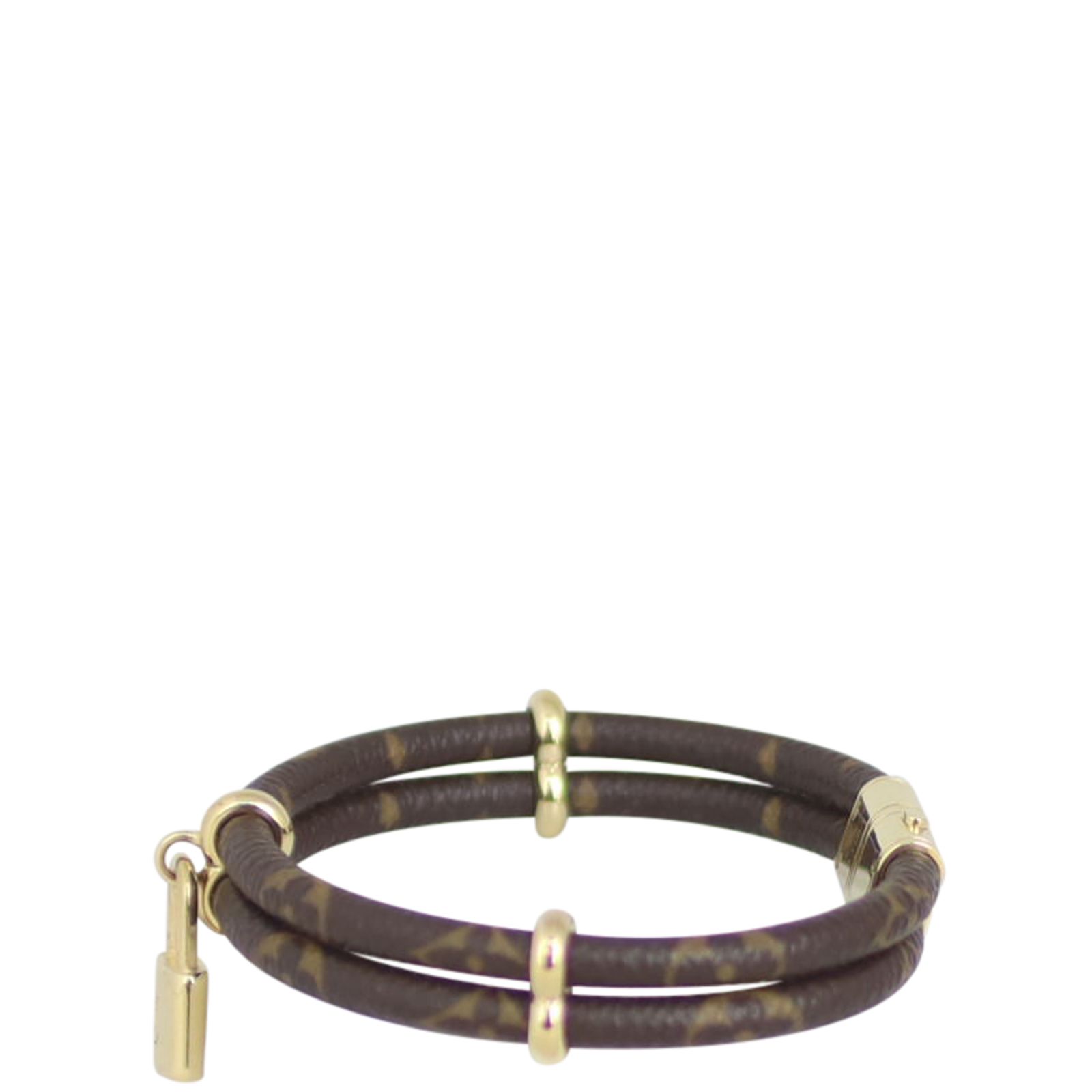 Louis Vuitton Monogram Double Keep It Twice Logo Lock Bracelet at
