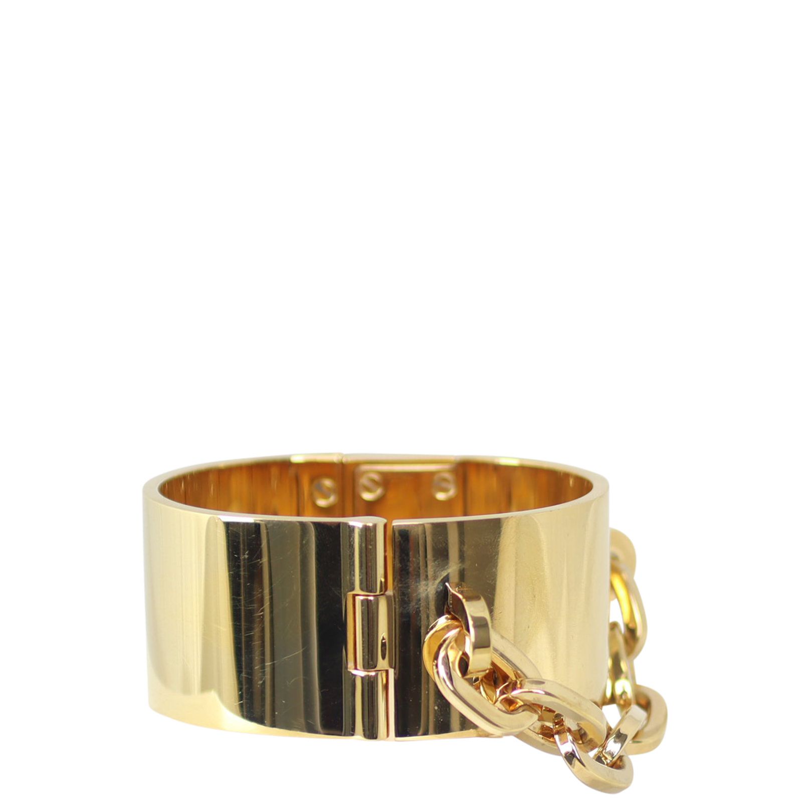 Louis Vuitton Goldtone Metal Lock Me Manchette Cuff Bracelet - Yoogi's  Closet
