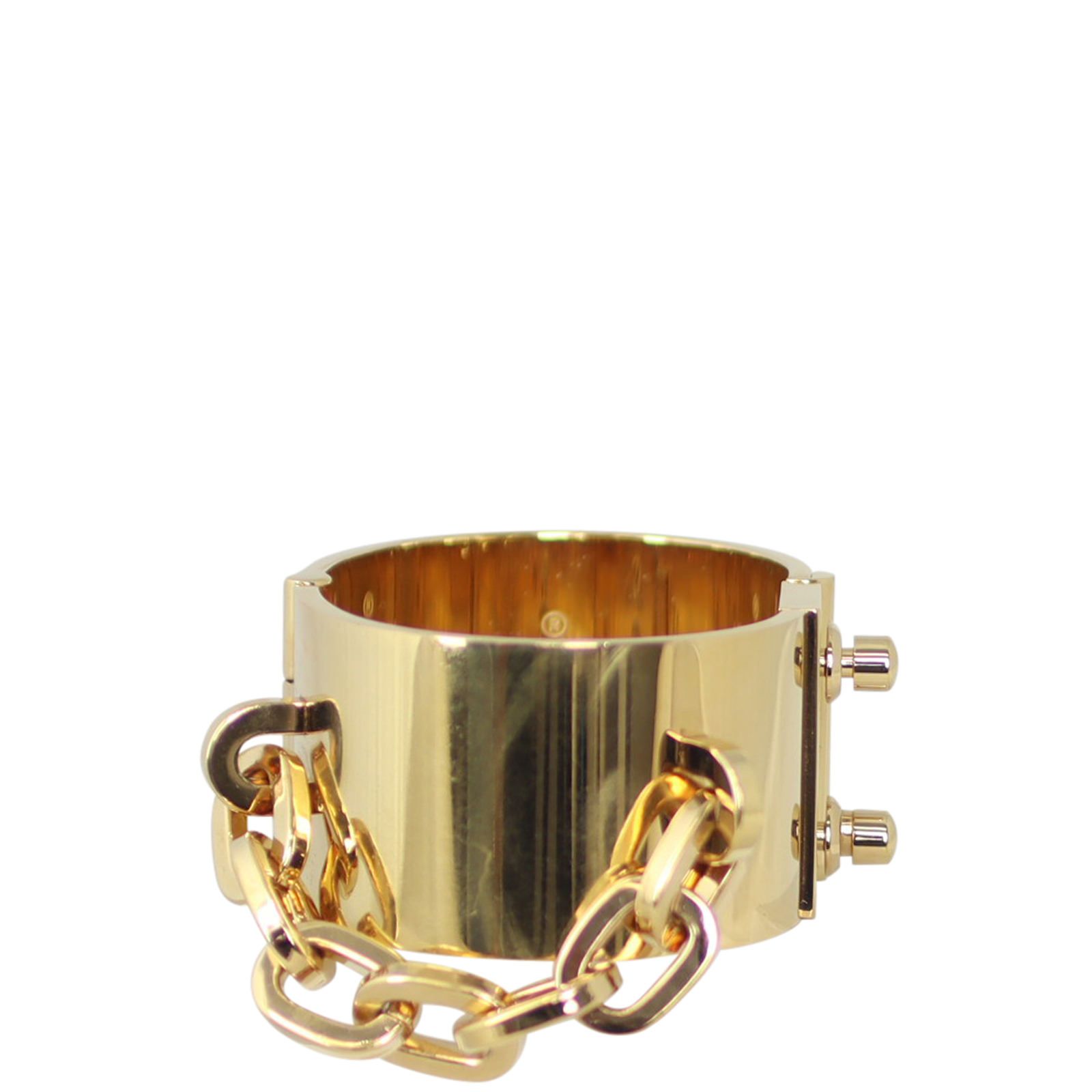 Louis Vuitton Goldtone Metal Lock Me Manchette Cuff Bracelet - Yoogi's  Closet