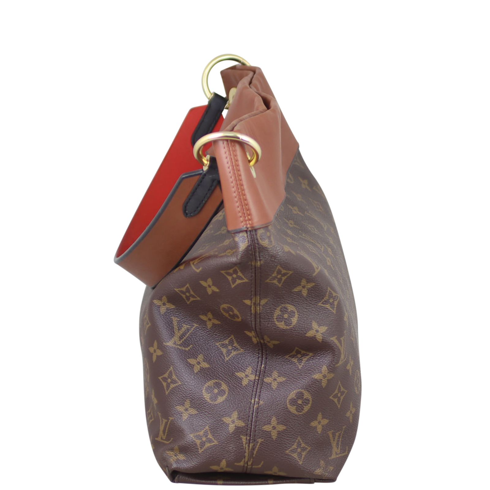 Gorgeous Authentic Louis Vuitton Tuileries Besace Carmel Red Hobo