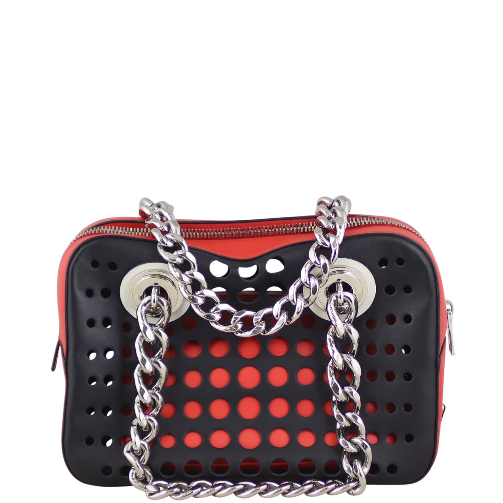 Prada Calfskin City Fori Chain Shoulder Bag