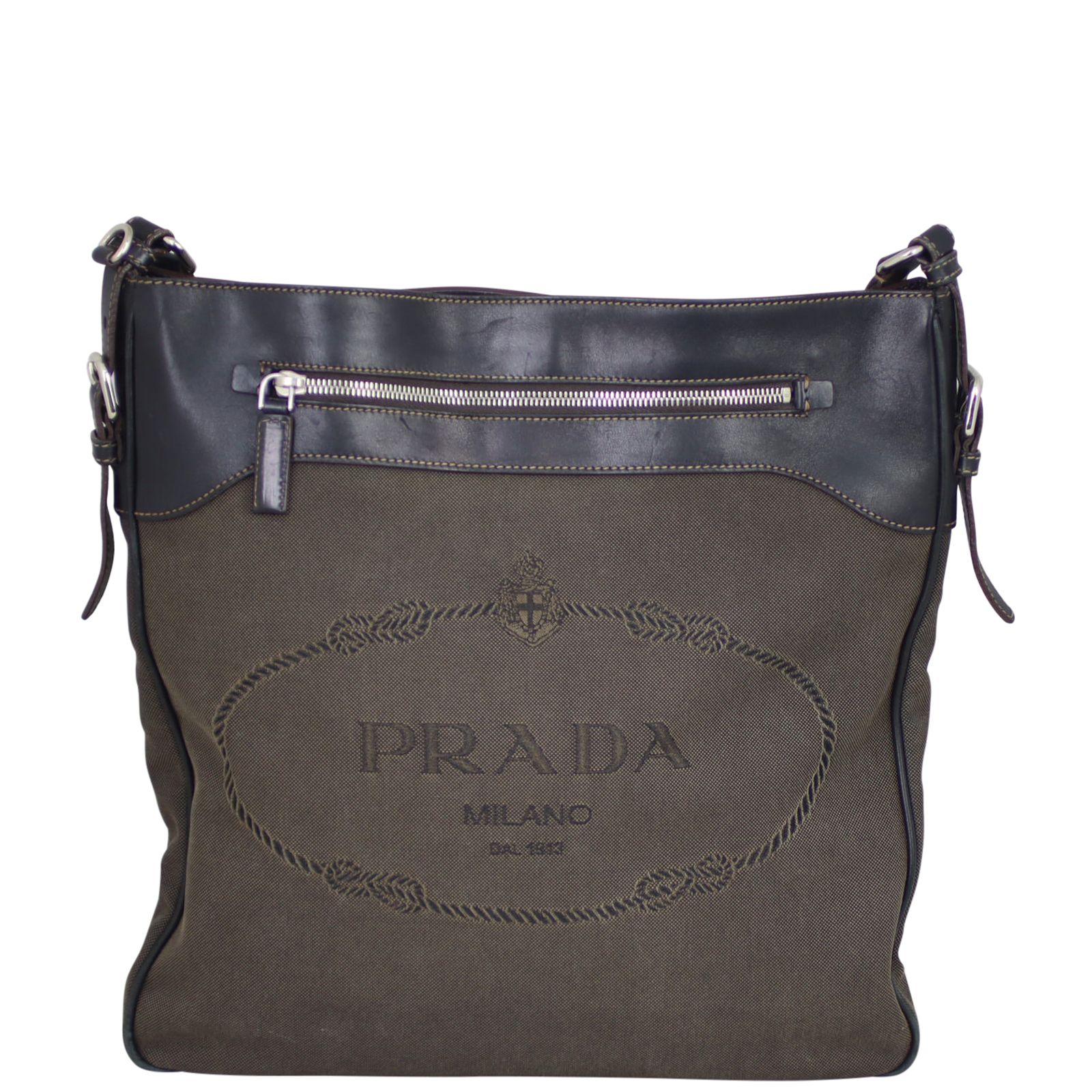 Prada logo messenger bag deals