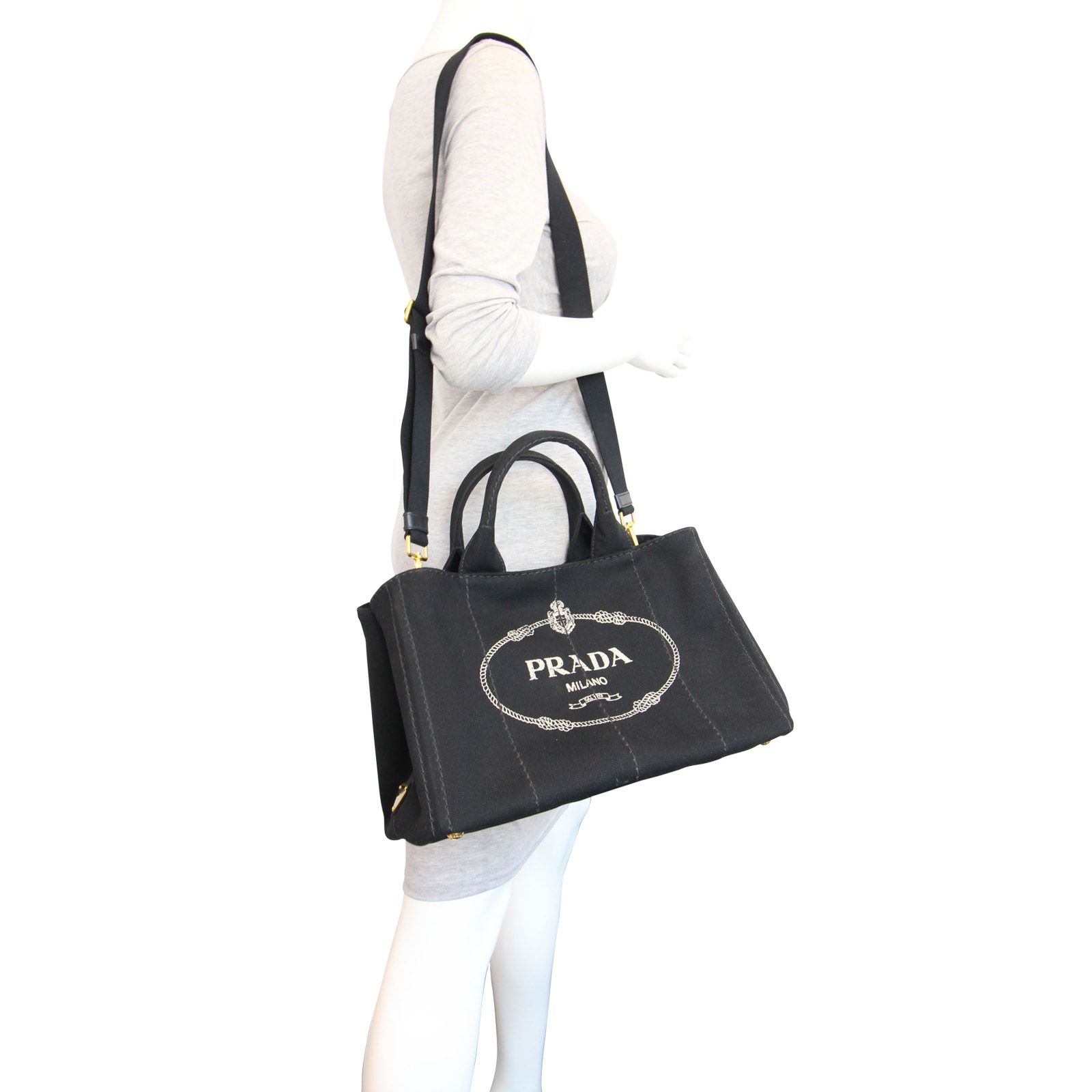 Prada Jardinera Large Canvas Shopper
