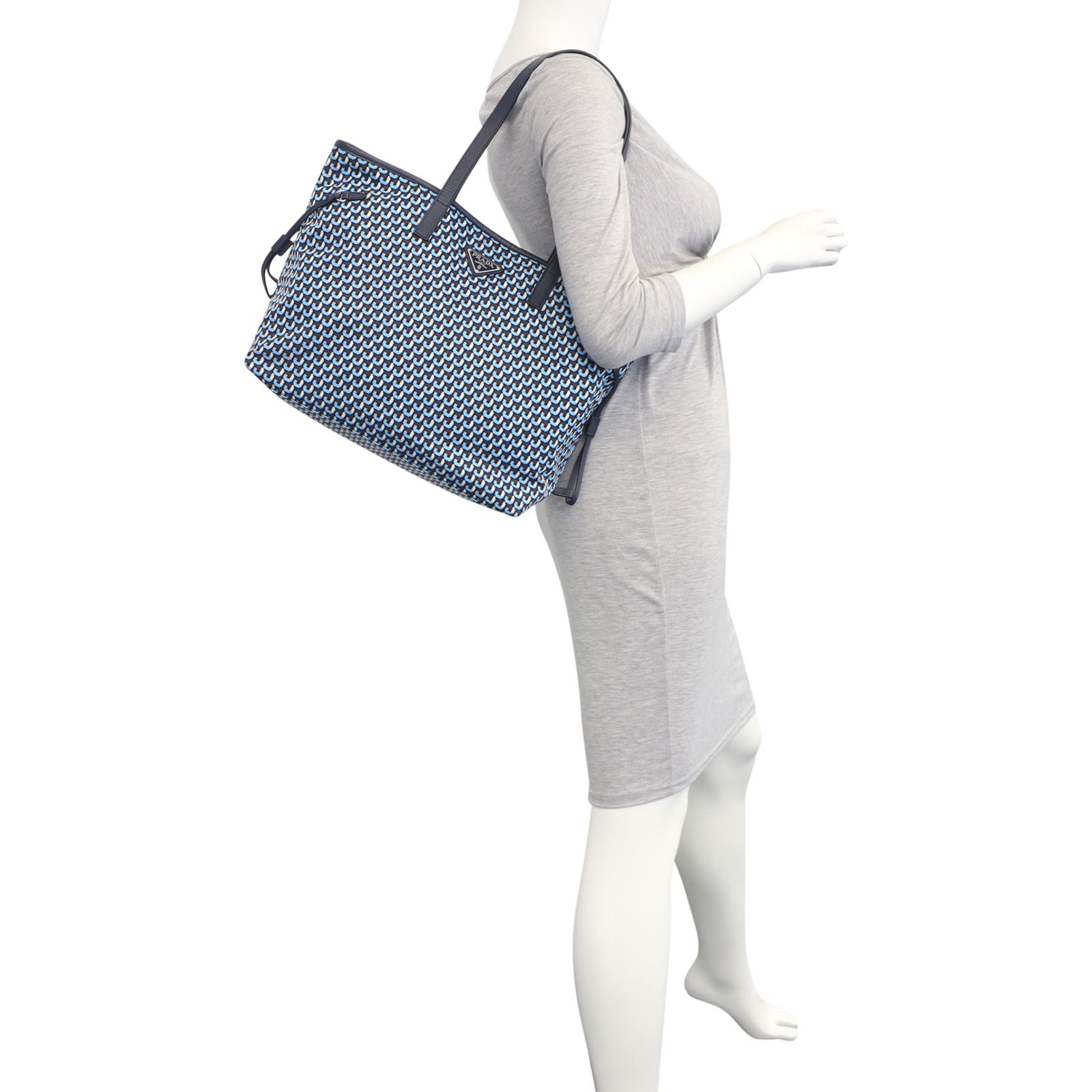 Prada fabric printed tote discount