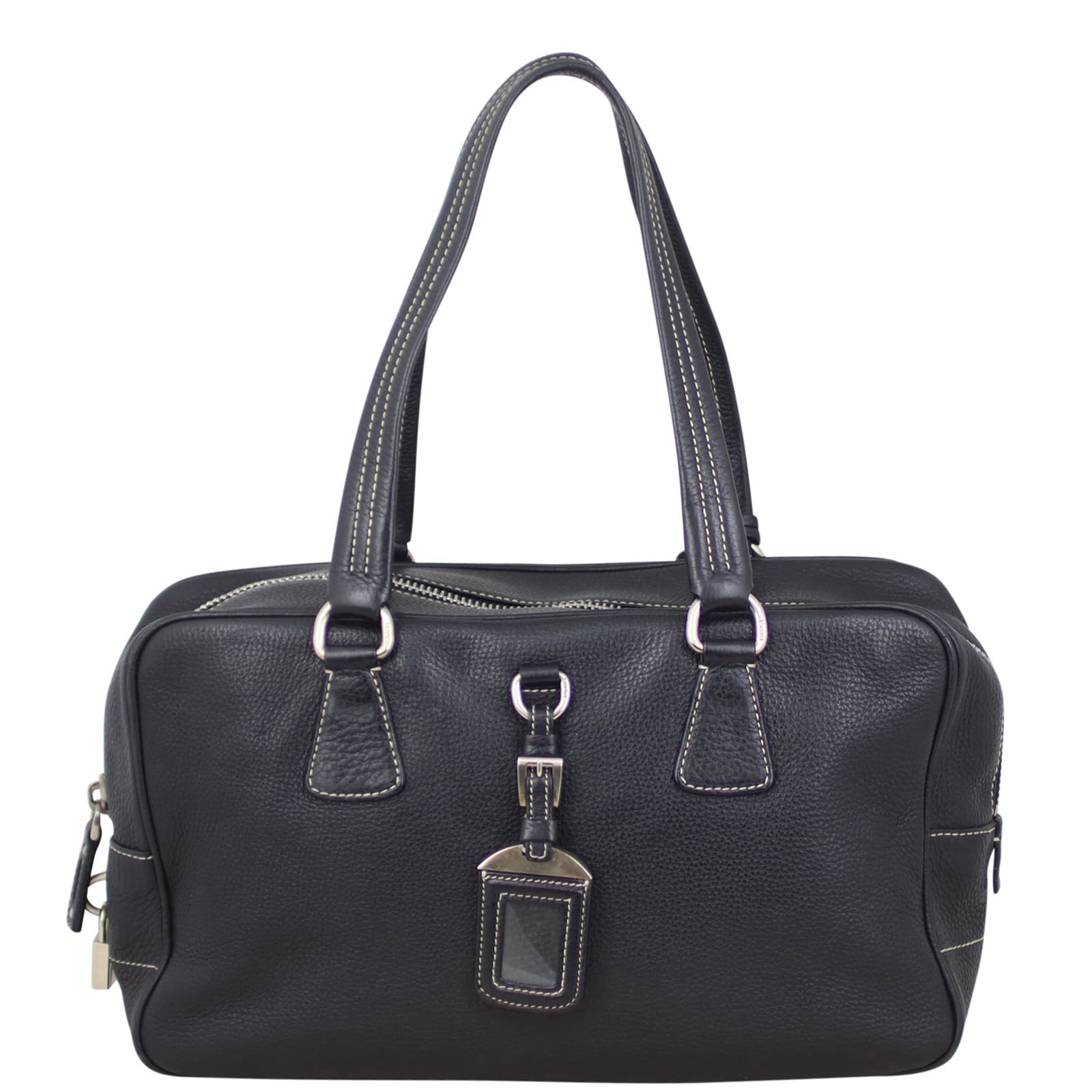 Prada Vitello Daino Contrast Stitch Bowler