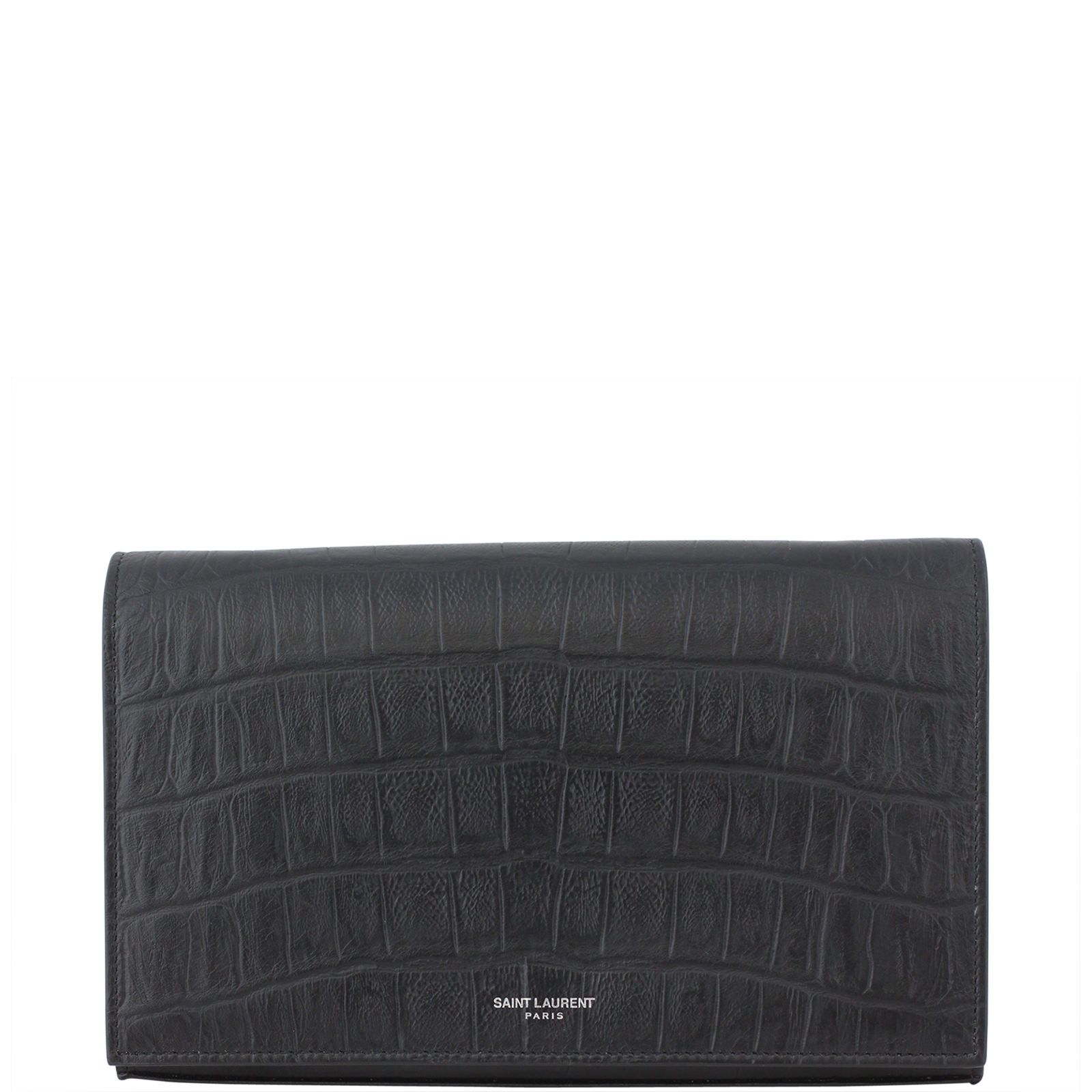 Saint Laurent Crocodile Embossed Chain Wallet