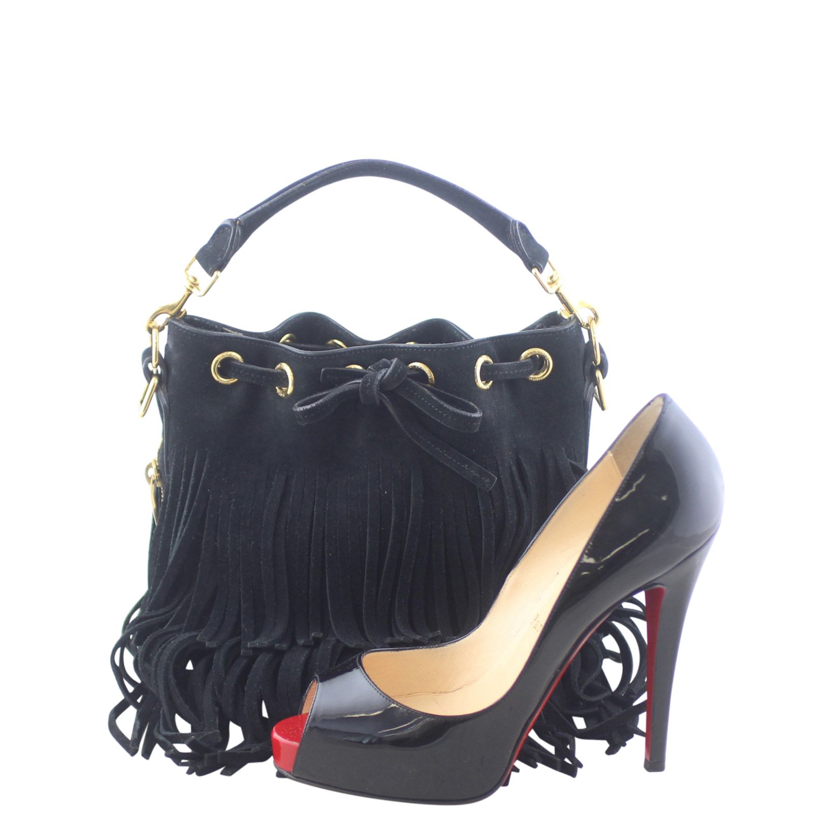 Saint laurent emmanuelle fringed bucket bag sale
