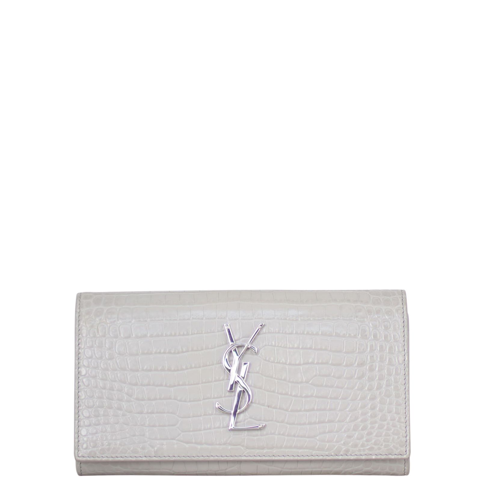 Saint Laurent Monogram Crocodile Embossed Flap Large Wallet