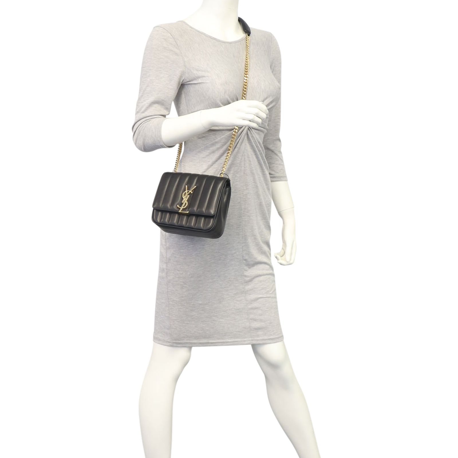 Saint laurent vicky quilted leather shoulder bag on sale