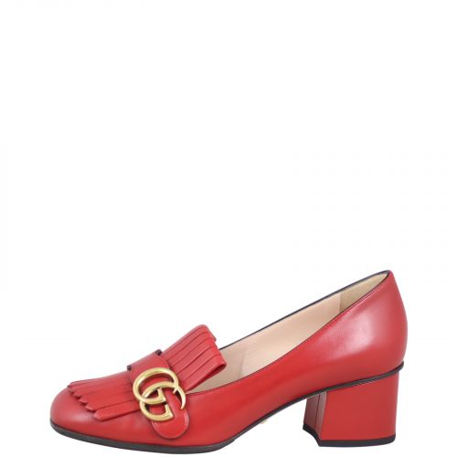 Gucci GG Marmont Fringed Mid Heel Pumps