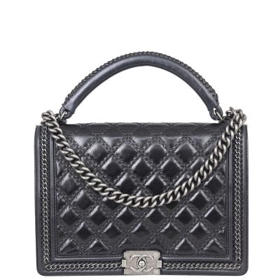 Chanel Boy Top Handle Bag Large Front
