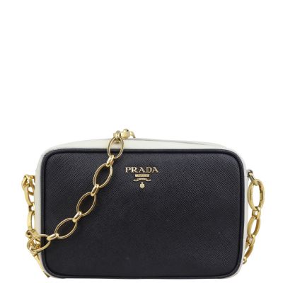 Prada Saffiano Camera Crossbody Chain Bag Front

