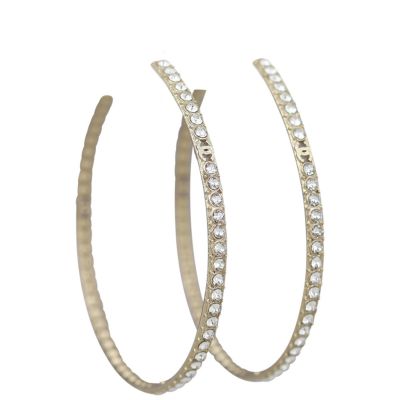 Chanel CC Crystal Hoop Earrings Front