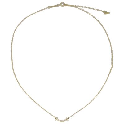 Tiffany & Co. T Smile Diamond Mini Pendant Necklace 18K Yellow Gold Front
