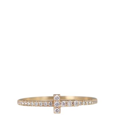 Tiffany & Co. T Diamond Wire Band Ring 18K Rose Gold Front
