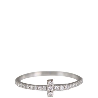Tiffany & Co T Diamond Wire Band Ring 18k White Gold Front