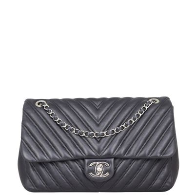 Chanel Chevron Double Stitch Single Flap Jumbo Front with Strap