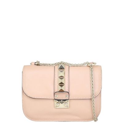 Valentino Glam Lock Small Shoulder Bag Front with Strap