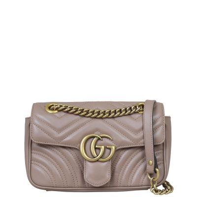 Gucci GG Marmont Matelasse Mini Shoulder Bag  Front with Strap