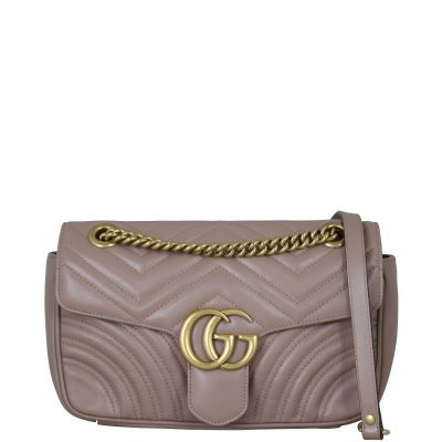 Gucci GG Marmont Matelasse Small Shoulder Bag Front Showing Strap