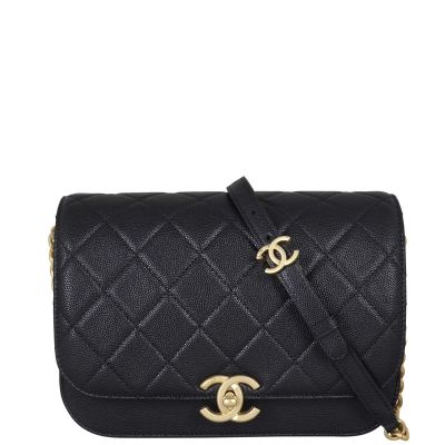 Chanel CC Mini Messenger Bag Front Showing Strap