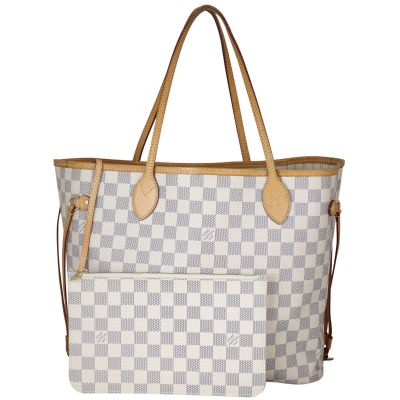 Louis Vuitton Neverfull MM Damier Azur Front Showing Pouch