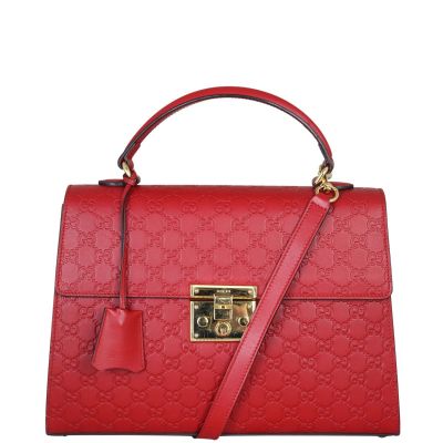 Gucci Guccissima Padlock Top Handle Bag Medium Front With Strap