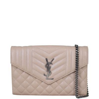 Saint Laurent Monogram Mix Matelasse Envelope Wallet on Chain Front With Chain