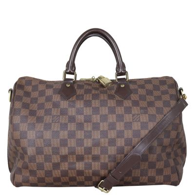 Louis Vuitton Speedy 35 Bandouliere Damier Ebene Front With Strap