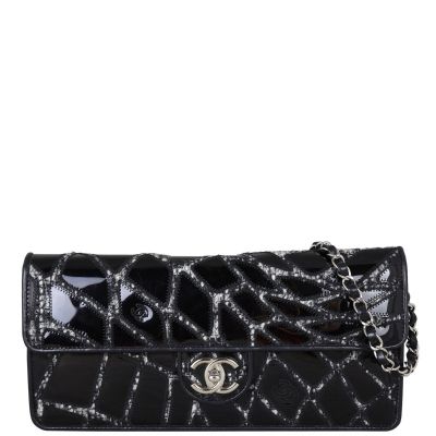 Chanel East West Scale Flap Bag Patent | Black