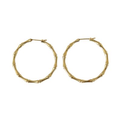 Gucci 18k Yellow Gold Bamboo Hoop Earrings