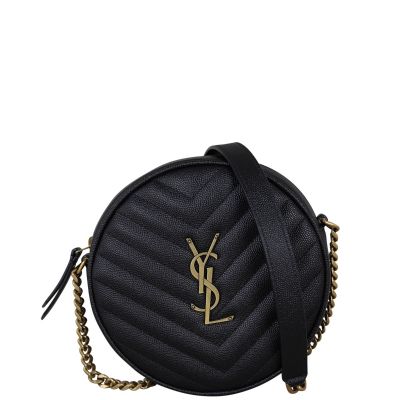Saint Laurent Vinyle Round Camera Bag Front With Strap